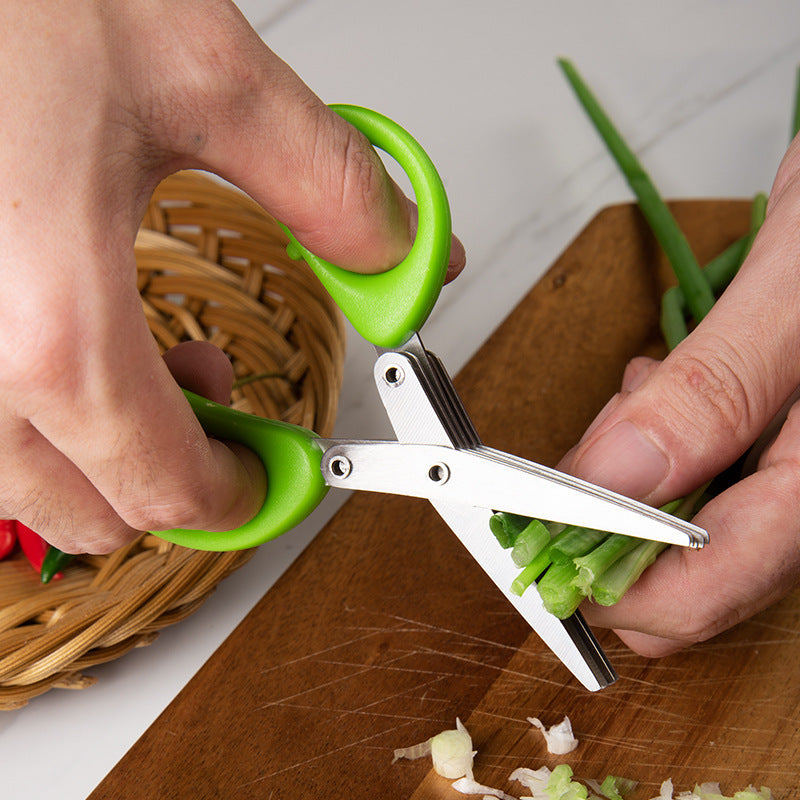 Time-Saving Multi-Blade Scissors for Chopping Herbs, Onions, and More - Sal Basket