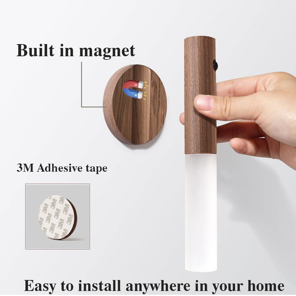 Modern Magnetic Wood Wireless Night Light with Motion Sensor & USB - Sal Basket