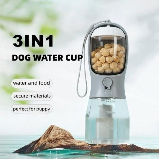 Pawtioner 3-in-1 Portable Dog Cup: Hydration, Storage & Waste Management.